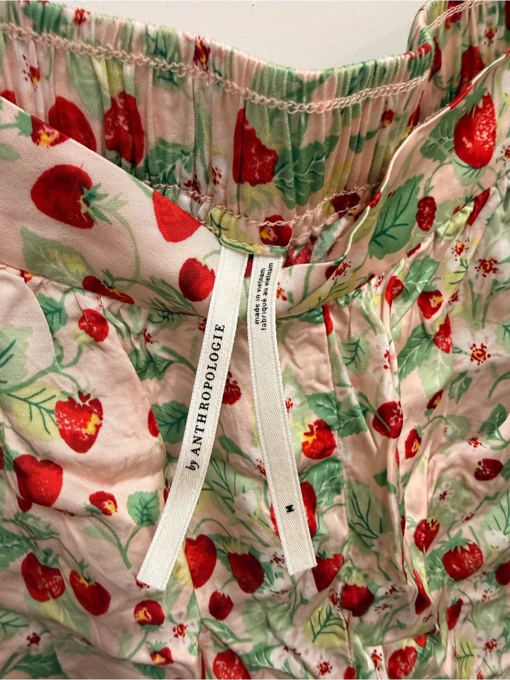 Anthropologie Cream Lounge Shorts with Red Strawberry Print